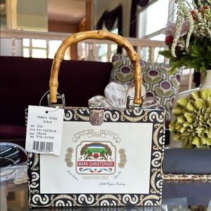 NWT Artistic cigar Box Purse with faux Bamboo Handle